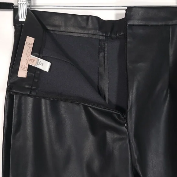 Anthropologie Hutch FAUX LEATHER Pants Flare Black Size‎ 4